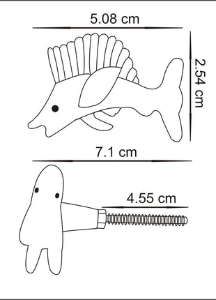 Fish Design Cast Iron Metallic Knob