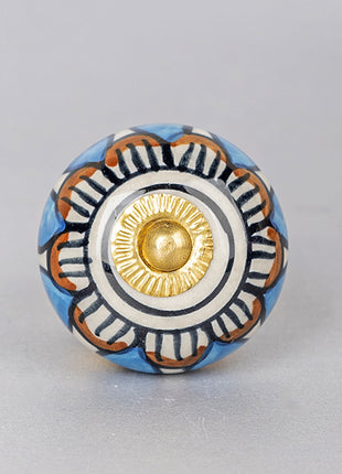 Turquoise and Brown Ceramic Cabinet Knob