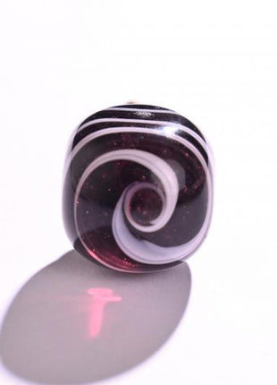 Black Glass Dresser Cabinet Knob With White Spiral