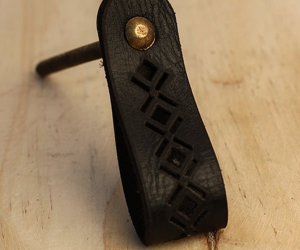 Leather Kitchen Pull, Leather Drawer Dresser Knob - Black KNOBCO Leather Kitchen Pull, Leather Drawer Dresser Knob - Black KNOBCO