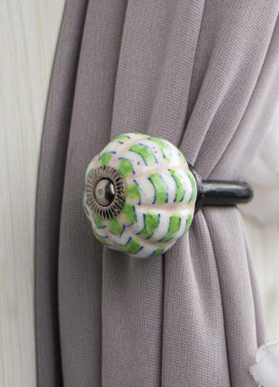 Curtain Tie Backs Hook Decorative Wall Hook- Green (Set of Two)