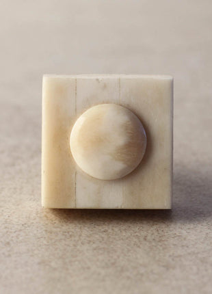 Square Cream Resin Bone Bathroom Cabinet Knob With Circle