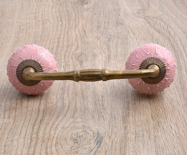 pink dresser pulls Handmade Pink Ceramic Dresser Pull With Embossed Design