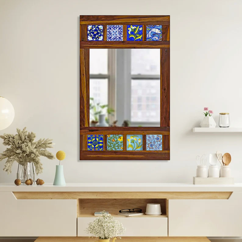 Reflecting Craftsmanship: Wooden Framed Ceramic Tile Mirrors