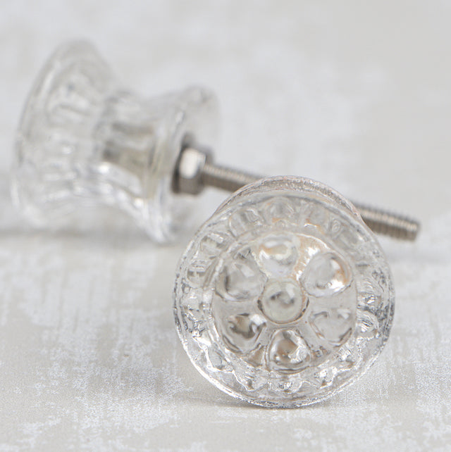 Embossed Facet Glass Knobs