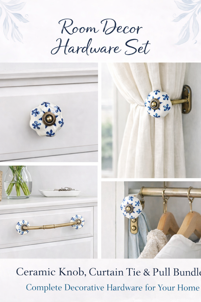 Room Decor Hardware Set (Knob + Pull + Curtain Tie)