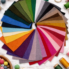 Variety of premium 3mm wool felt sheets for DIY crafts and embroidery supplies