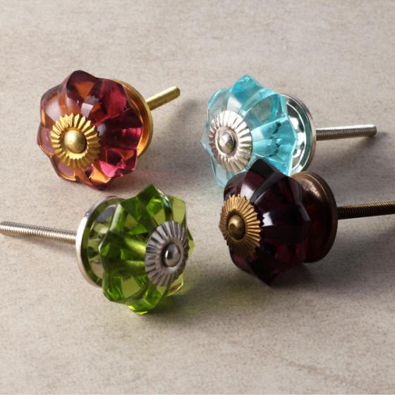 Colored Floral Glass knobs