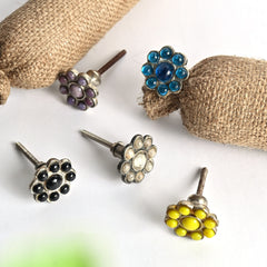Nine Half Cut Beaded Knobs