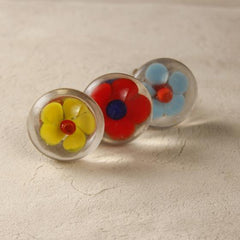 Painted Flower Glass Knobs