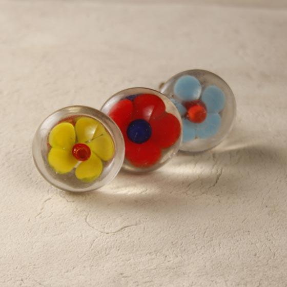 Painted Flower Glass Knobs