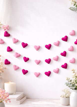 Wool Felt Heart Garland Valentine’s Day Home Decor