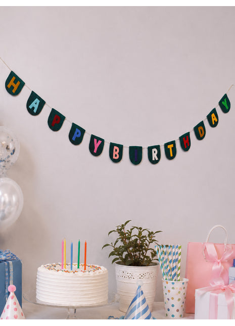 Handmade Colorful "Happy Birthday" Wool Felt Garland - Premium Party Decor (6 Feet)