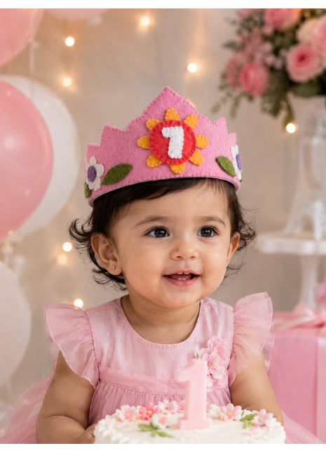 Handmade Wool Felt Birthday Crown Set for Girls – Numbers 1-10