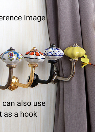 Curtain Tie Backs Hook Decorative Wall Hook- Yellow ( set of two)