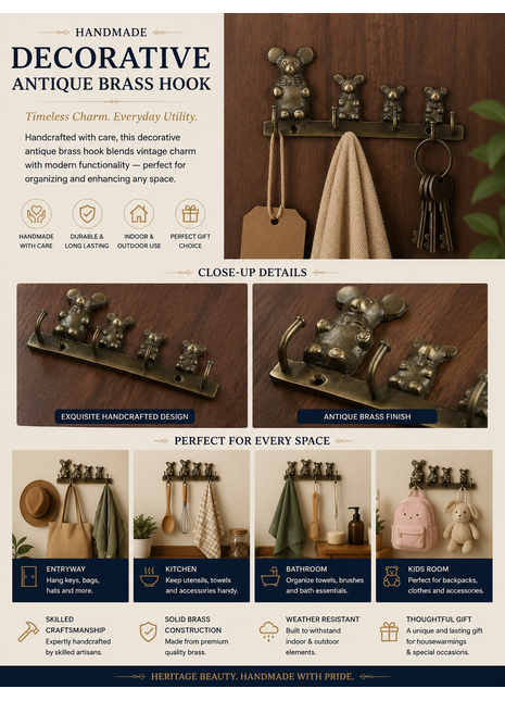 Decorative Antique Brass Hook