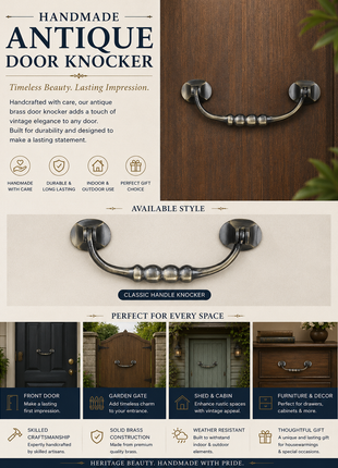 Handmade Door Knocker, Antique Brass Door Knocker