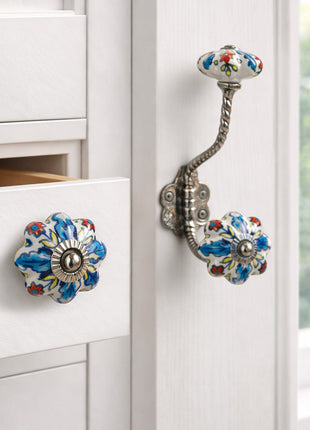 Multicolor Ceramic Drawer Cabinet  Knob & Hanger Bundle – Decorative Closet Hardware Set