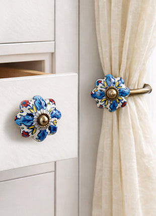 Multicolor Ceramic Drawer Cabinet Knob & Curtain Tie Bundle