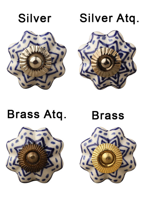 Blue Design Ceramic Drawer Cabinet  Knob & Hanger Bundle – Decorative Closet Hardware Set