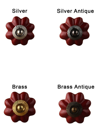 Stylish Maroon Handpainted Ceramic Cabinet  Knob & Hanger Bundle – Decorative Closet Hardware Set 01