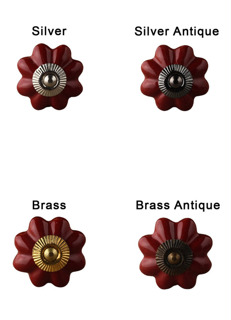 Stylish Maroon Handpainted Ceramic Cabinet  Knob & Hanger Bundle – Decorative Closet Hardware Set 01