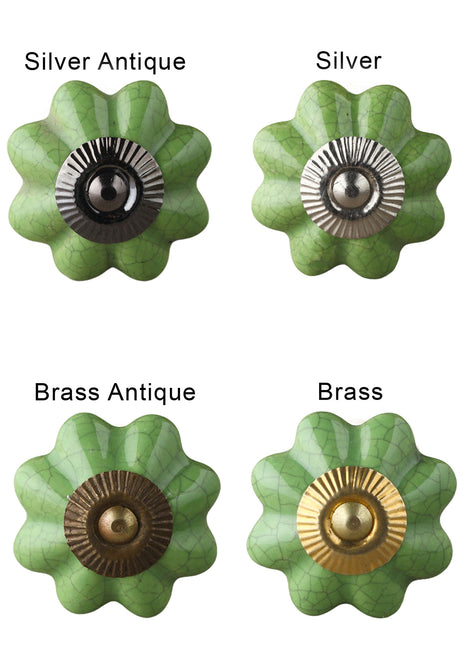 Handmade Green Cracked Ceramic Knob, Curtain Tie & Pull Bundle