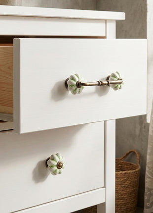 Green design on White Base Ceramic Knob & Pull Bundle