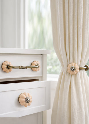 Yellow Ceramic Knob, Curtain Tie & Pull Bundle