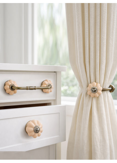 Yellow Ceramic Knob, Curtain Tie & Pull Bundle