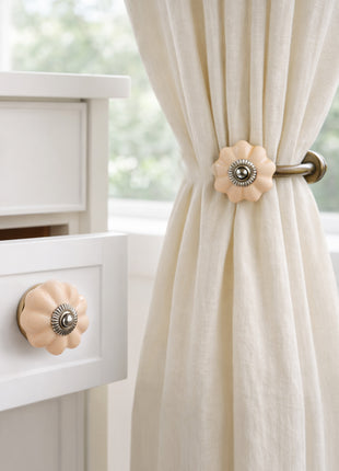 Yellow Ceramic Drawer Cabinet Knob & Curtain Tie Bundle