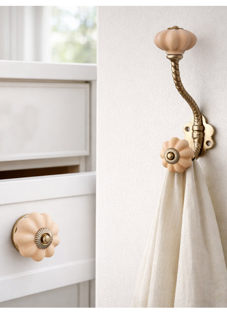 Yellow Ceramic Drawer Cabinet  Knob & Hanger Bundle – Decorative Closet Hardware Set
