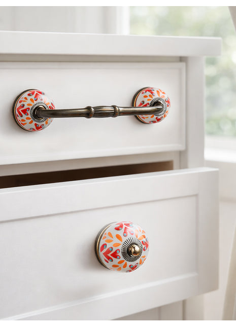 Red And Orange Design Ceramic Knob & Pull Bundle