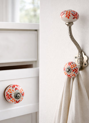 Red And Orange Design Ceramic Knob & Hanger Bundle – Decorative Closet Hardware Set