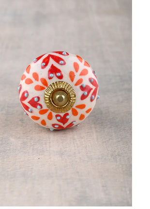 Red And Orange Design Ceramic Drawer Cabinet Knob & Curtain Tie Bundle