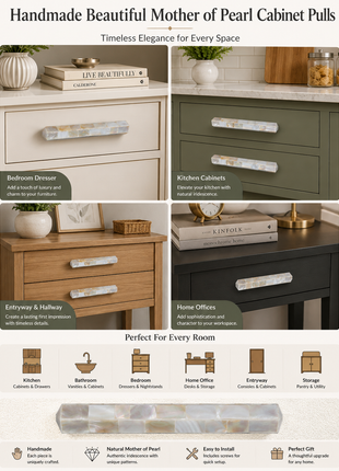 Beautiful Mother of Pearl Cabinet Pulls, Pulls for Drawers, Cabinet Hardware- Hexagon Shape