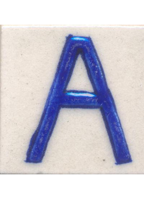 Blue A alphabet white tile (2x2)