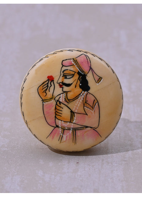 Handpainted Man On Salmon Pink Resin Bone Cupboard Knob