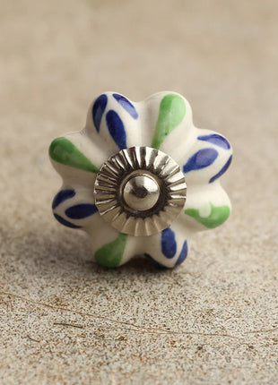 Handmade Green & Blue Ceramic Knob, Curtain Tie & Pull Bundle