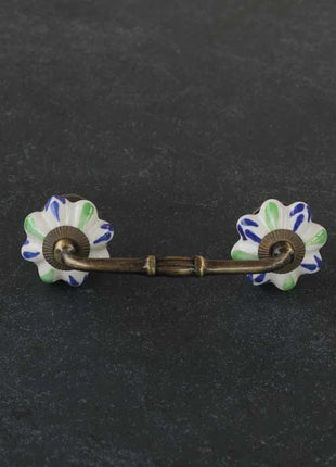 Handmade Green & Blue Ceramic Knob, Curtain Tie & Pull Bundle