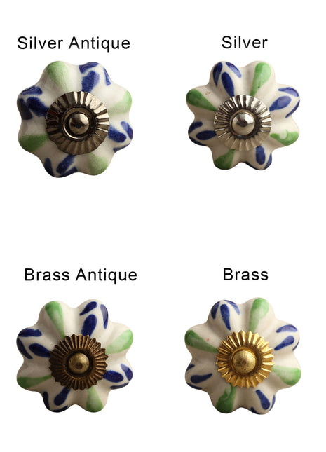 Handmade Blue & Green Ceramic Cabinet  Knob & Hanger Bundle – Decorative Closet Hardware