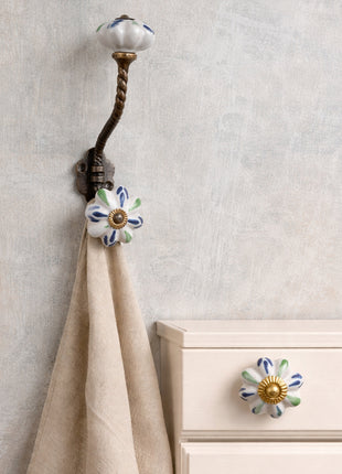 Handmade Blue & Green Ceramic Cabinet  Knob & Hanger Bundle – Decorative Closet Hardware