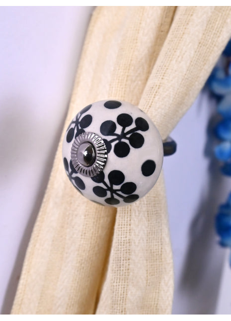 Curtain Tie Backs Hook Decorative Wall Hook- Black (Set of Two)