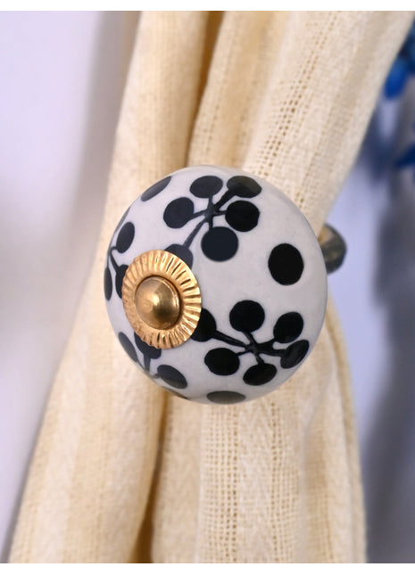 Curtain Tie Backs Hook Decorative Wall Hook- Black (Set of Two)