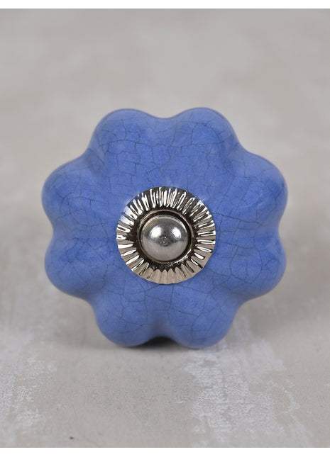 Solid Purple Handmade Flower Shape Ceramic Cabinet Knob