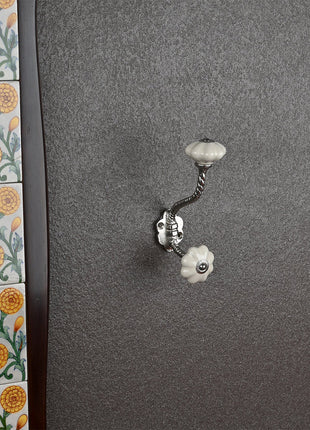 Handmade Cream Color Ceramic Cabinet  Knob & Hanger Bundle – Decorative Closet Hardware