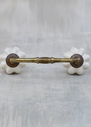 Handmade Cream Color Ceramic Knob, Curtain Tie & Pull Bundle