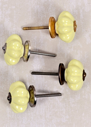 Solid Yellow Handmade Flower Shape Ceramic Cabinet Knob
