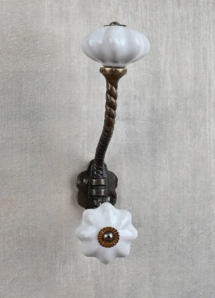 Handmade White Color Ceramic Cabinet  Knob & Hanger Bundle – Decorative Closet Hardware