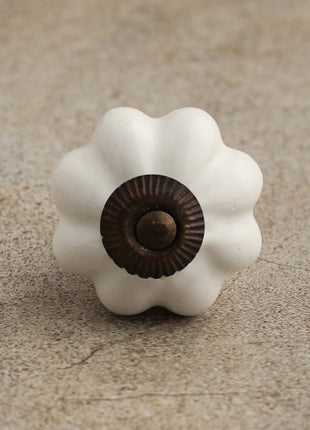 White Flower Shaped Dresser Cabinet Knob